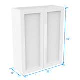 Wall Kitchen Cabinet - 33W x 42H x 12D - Aria White Shaker