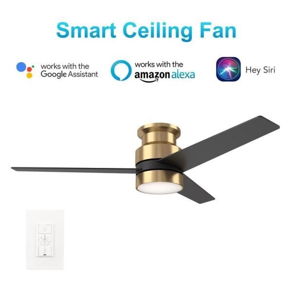 Ranger 52" In. Gold/Black 3 Blade Smart Ceiling Fan with LED Light Kit Works with Wall control, Wi-Fi apps and Voice control via Google Assistant/Alexa/Siri
