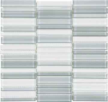 Straight Stacked Element Shades Of Grey Blend Glass Mosaic