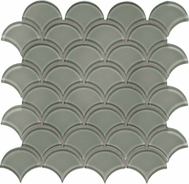 Scallop Element Smoke Dark Colors Glass Mosaic