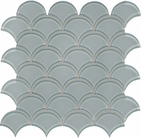 Scallop Element Shadow Dark Colors Glass Mosaic