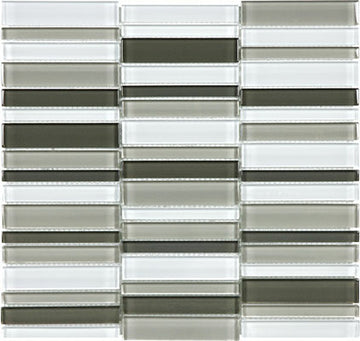 Straight Stacked Element Mineral Blend Glass Mosaic