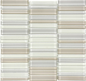 Element Natural Blend Stacked Glossy Glass Mosaic