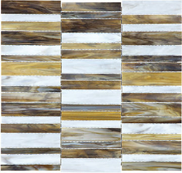 Random Stacked Bliss Baroque Stained Peperino Glass Mosaic