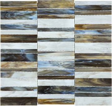 Random Stacked Bliss Baroque Stained Corallo Glass Mosaic