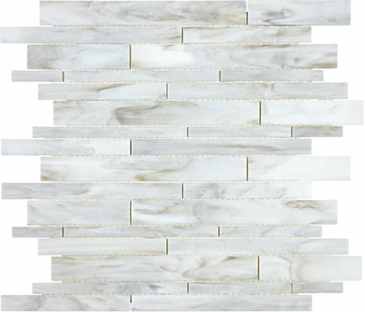 Random Strip Bliss Baroque Stained Calacatta Glass Mosaic