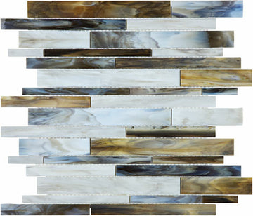 Random Strip Bliss Baroque Stained Corallo Glass Mosaic