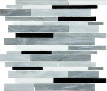 Random Strip Bliss Baroque Stained Arabescato Glass Mosaic
