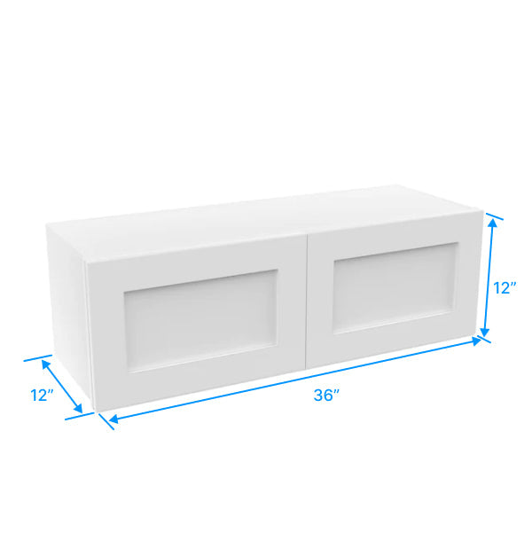 Wall Kitchen Cabinet - 36W x 12H x 12D - Aria White Shaker - RTA