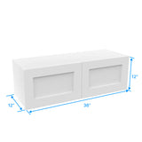 Wall Kitchen Cabinet - 36W x 12H x 12D - Aria White Shaker - RTA