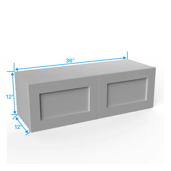 Wall Kitchen Cabinet - 36W x 12H x 12D - Grey Shaker Cabinet