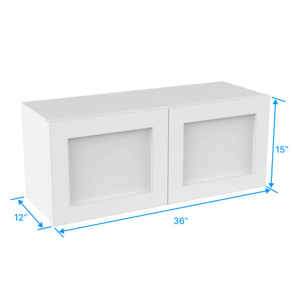 Wall Kitchen Cabinet - 36W x 15H x 12D - Aria White Shaker - RTA