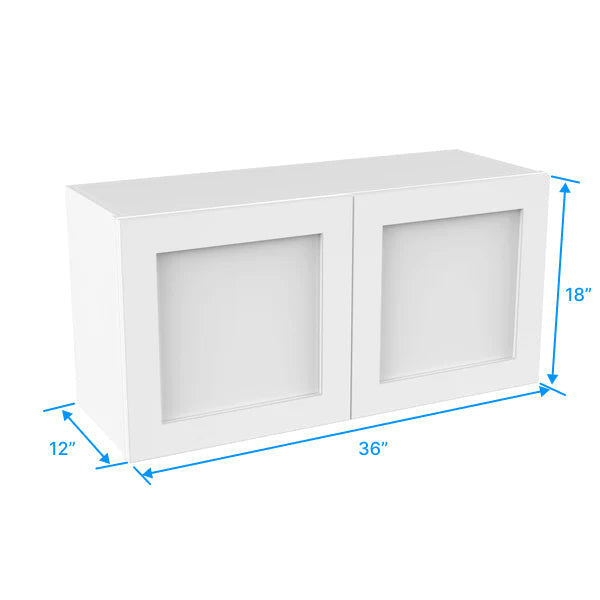 Wall Kitchen Cabinet - 36W x 18H x 12D - Aria White Shaker