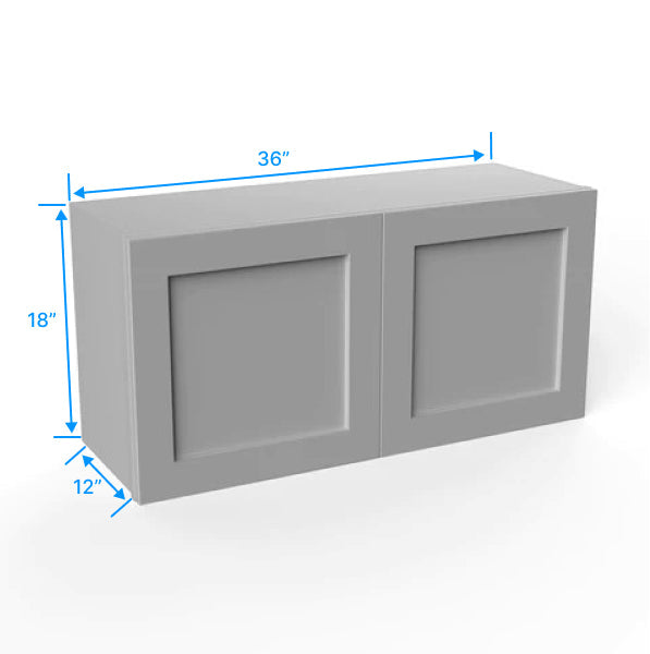 Wall Kitchen Cabinet - 36W x 18H x 12D - Grey Shaker Cabinet