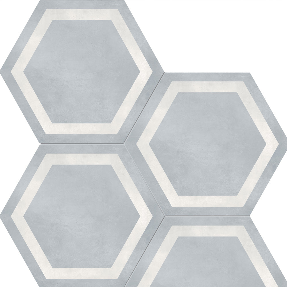 7 in. Form Tide Hexagon Frame Matte Pressed Glazed Porcelain Tile
