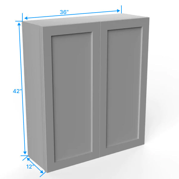 Wall Kitchen Cabinet - 36W x 42H x 12D - Grey Shaker Cabinet