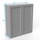 Wall Kitchen Cabinet - 36W x 42H x 12D - Grey Shaker Cabinet