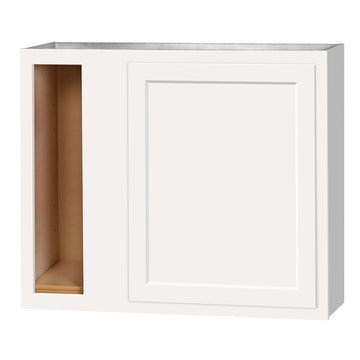 30 inch Wall Corner Cabinet - Single Door - Dwhite Shaker - 36 Inch W x 30 Inch H x 12 Inch D