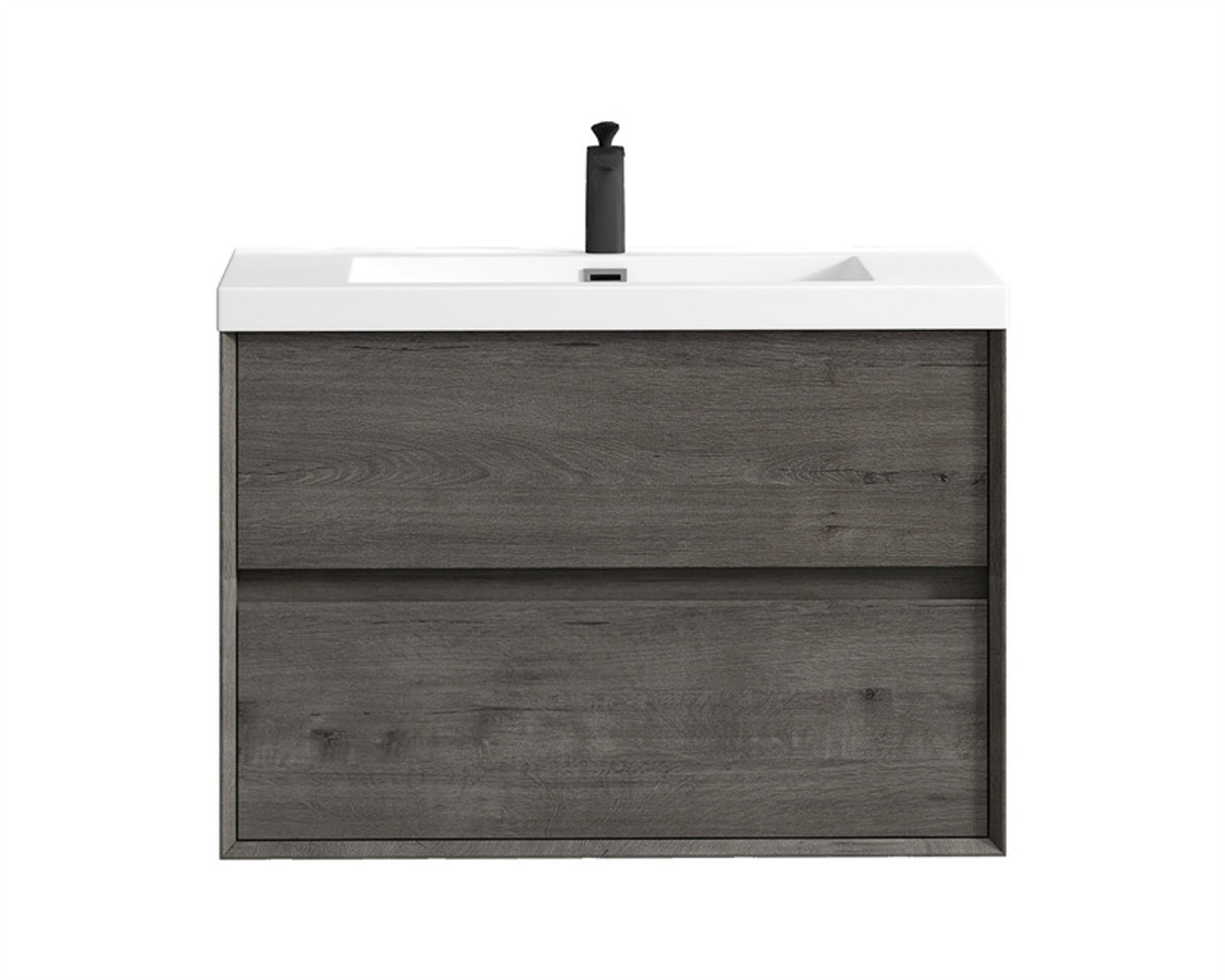 Luxury Kingdom Floating / Wall Mounted Bathroom Vanity With Acrylic Sink, Farmhouse Bath Vanity W/ Storage Cabinet