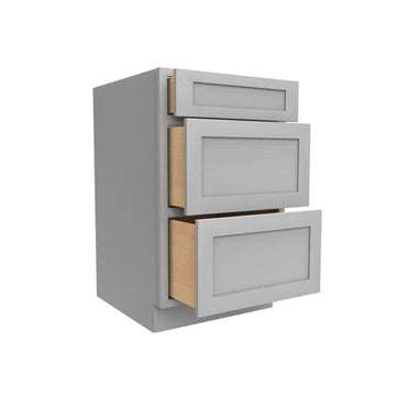 Drawer Base Cabinet - 21W x 34.5H x 24D - 3DRW - Grey Shaker Cabinet