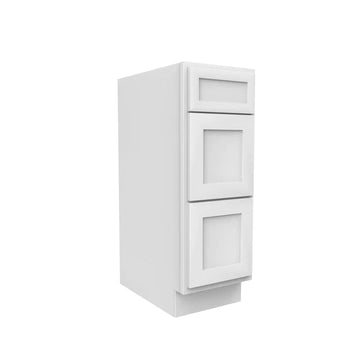 Vanity Drawer Base Cabinet - 12W x 34 1/2H x 21D - 3 DRW - Aria White Shaker - RTA