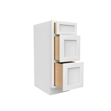 Vanity Drawer Base Cabinet - 12W x 34 1/2H x 21D - 3 DRW - Aria White Shaker