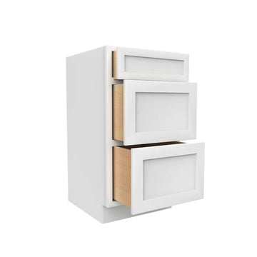 Vanity Drawer Base Cabinet - 18W x 34 1/2H x 21D - 3 DRW - Aria White Shaker