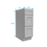 Vanity Drawer Base Cabinet - 12W x 34.5H x 21D - 3 DRW - Grey Shaker Cabinet