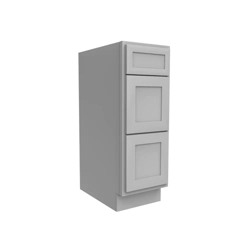 Vanity Drawer Base Cabinet - 12W x 34.5H x 21D - 3 DRW - Grey Shaker Cabinet - RTA