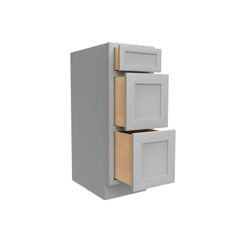 Vanity Drawer Base Cabinet - 12W x 34.5H x 21D - 3 DRW - Grey Shaker Cabinet - RTA