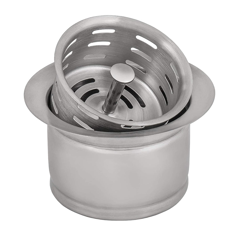 Extended Garbage Disposal Flange with Deep Basket Strainer for Kitchen Sinks - Stainless Steel