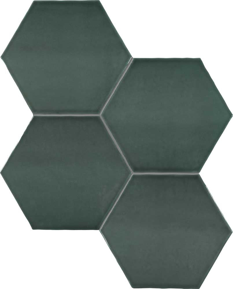 Teramoda 6 in. Emerald Hexagon Glossy Pressed Glazed Ceramic Tile