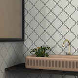 Soho Canvas White Beveled Arabesque Glossy Glazed Porcelain Mosaic