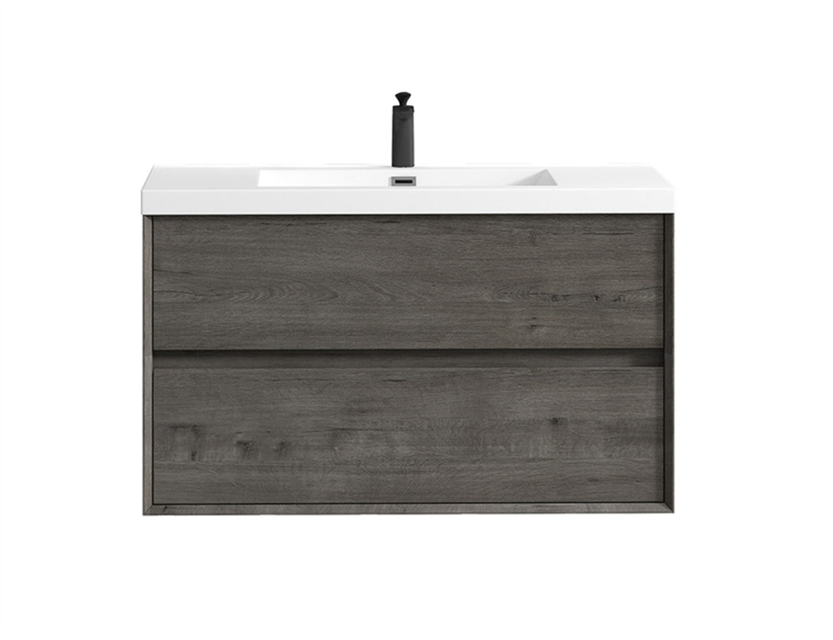 Luxury Kingdom Floating / Wall Mounted Bathroom Vanity With Acrylic Sink, Farmhouse Bath Vanity W/ Storage Cabinet