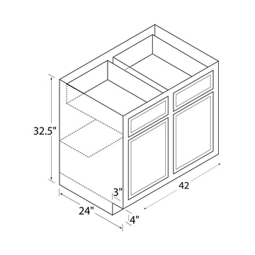 42 inch Wide ADA Cabinets - Dwhite Shaker - 42 Inch W x 32.5 Inch H x 24 Inch D