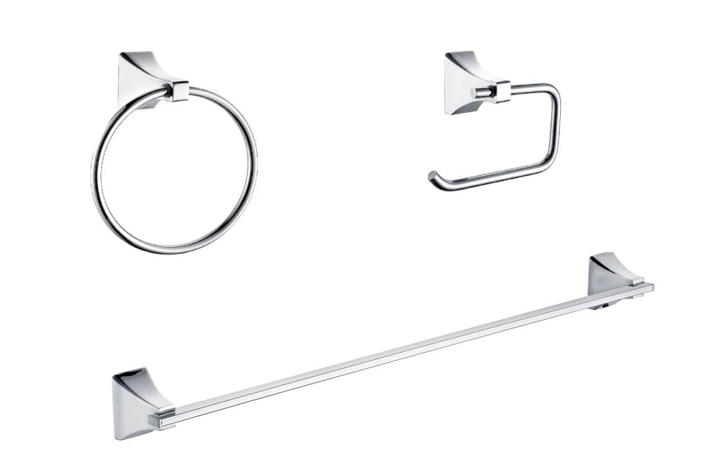 Shangri-La 3 pc Bath Set - Towel Ring - Chrome