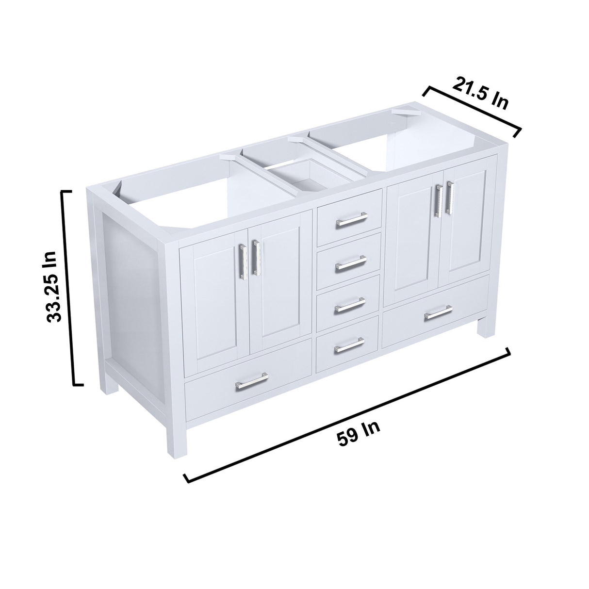 Jacques 60" White Vanity Cabinet Only