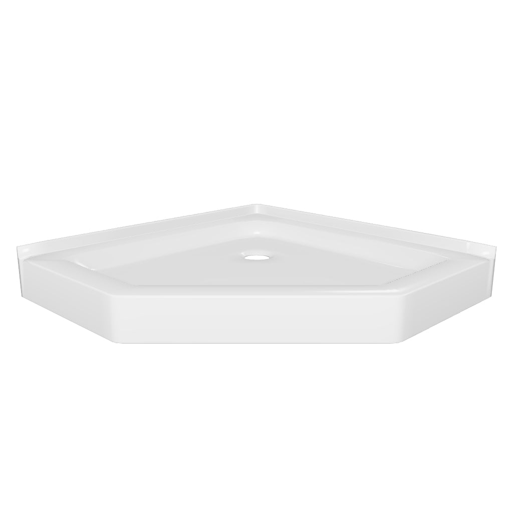Ivanees - Neo Angle Center Drain Shower Base - Shower Pan - Double Tile Flanges - 36 X 36 X 5.5