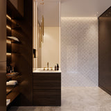 Mayfair High Gloss Volakas Grigio Arabesque Polished Glazed Porcelain Mosaic