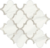 Mayfair High Gloss Volakas Grigio Arabesque Polished Glazed Porcelain Mosaic