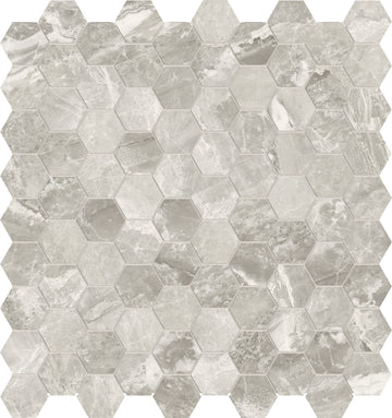 1.25 in. Mayfair Stella Argento Hexagon Polished Glazed Porcelain Mosaic