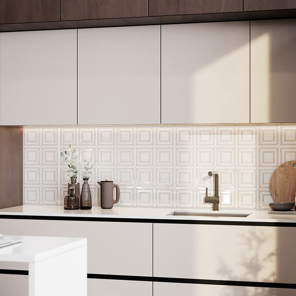 Mayfair Suave Bianco Glazed Porcelain Piazza Polished Mosaic