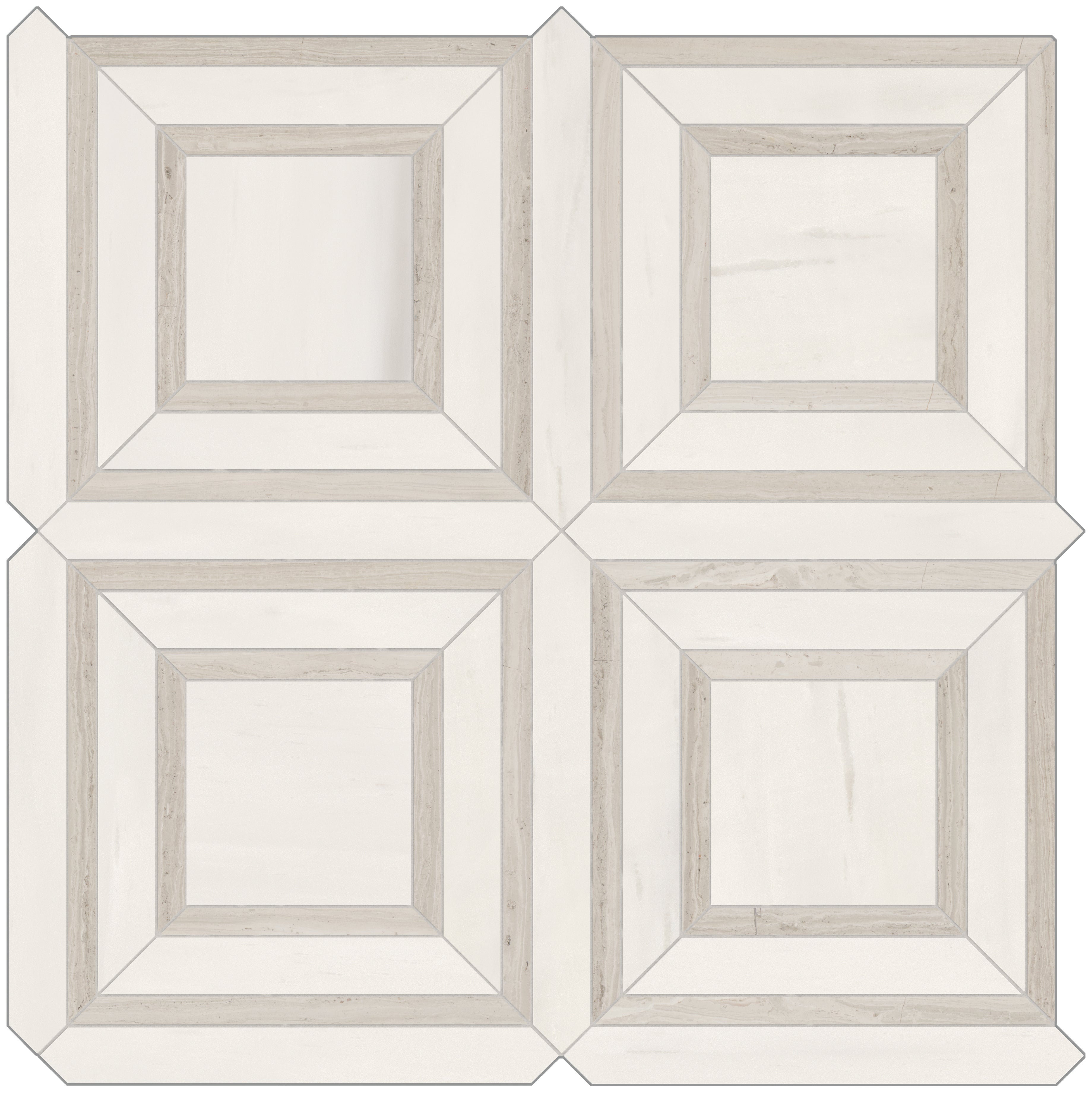 Mayfair Suave Bianco Glazed Porcelain Piazza Polished Mosaic