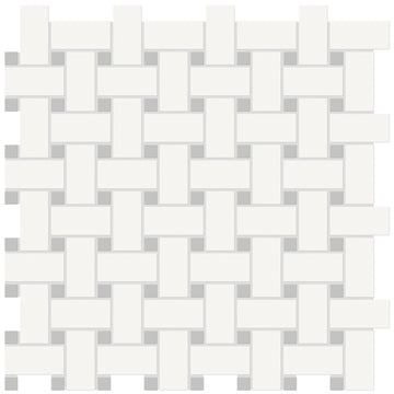 Soho Canvas White w/ Loft Grey Dot Matte Glazed Basketweave Mosaic Porcelain