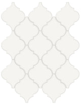 Soho Canvas White Beveled Arabesque Glossy Glazed Porcelain Mosaic