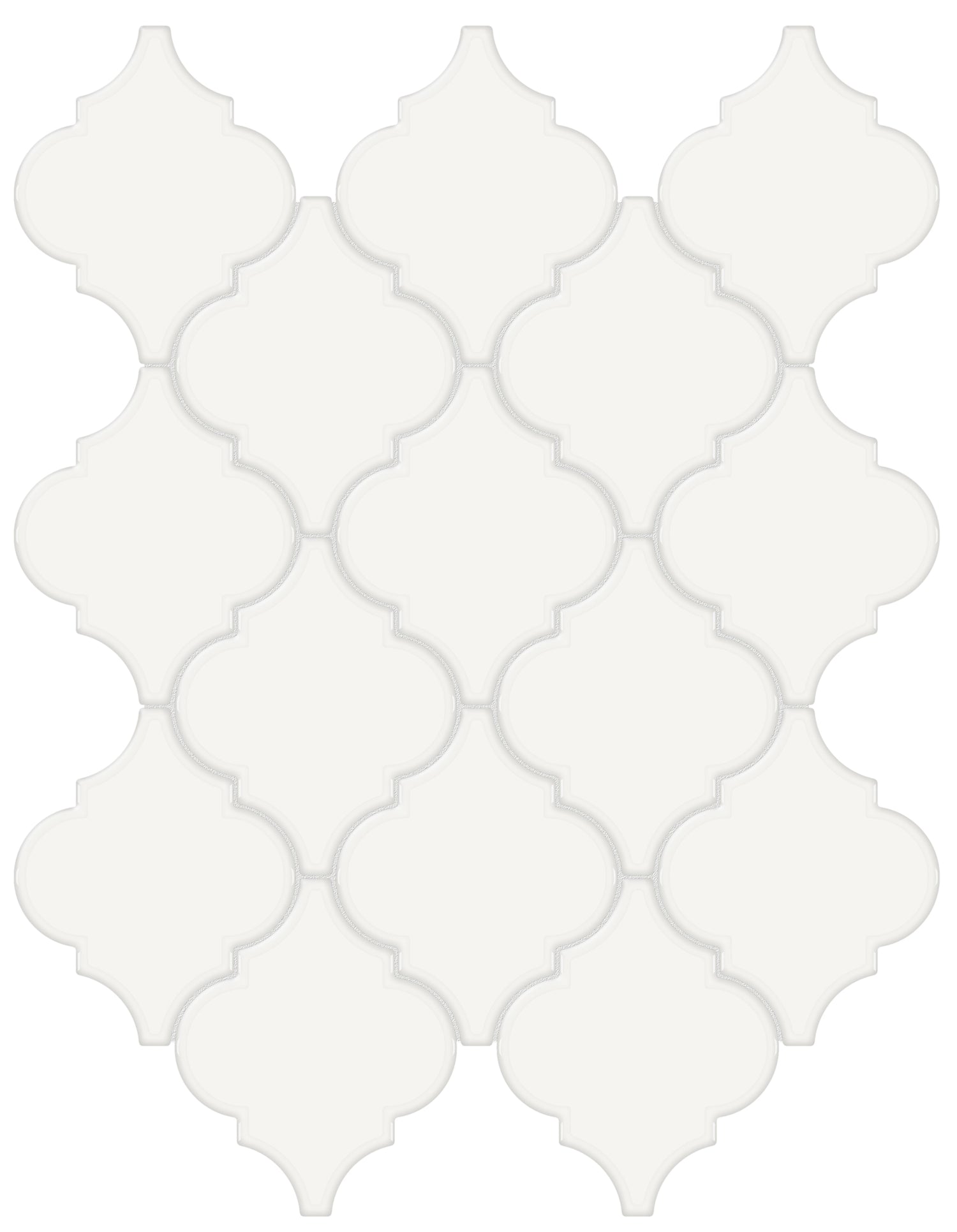 Soho Canvas White Beveled Arabesque Glossy Glazed Porcelain Mosaic