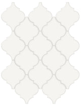 Soho Canvas White Beveled Arabesque Glossy Glazed Porcelain Mosaic