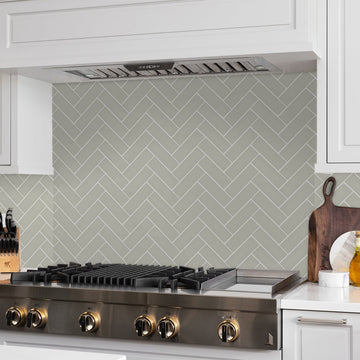 2 X 6 In Herringbone Soho Soft Sage Matte Glazed Porcelain Mosaic