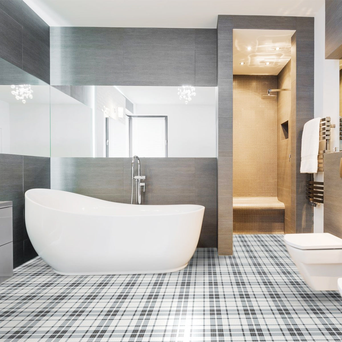 Plaid Soho Dawn Blend Matte Glazed Porcelain Mosaic