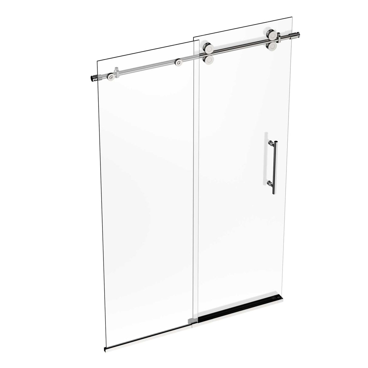 Ivanees Single Sliding Frameless Shower Door 8mm Clear Tempered Glass - Barn Door Style